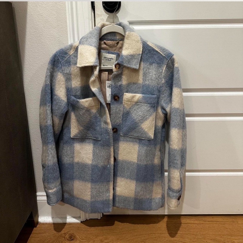 Abercrombie & Fitch Blue and Cream Shirt Jacket